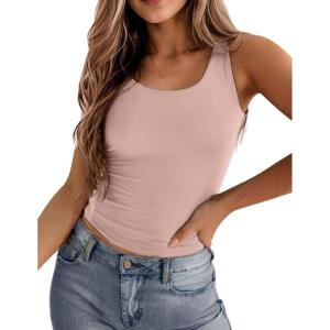 Zeagoo Women’s Double Lined Square Neck Tank Top Sleeveless Basic Crop Tops Trendy Going Out Tops(Mauve Pink)