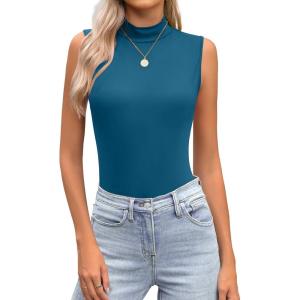 Zeagoo Womens Mock Turtleneck Tank Tops 2026 Slim Fitted Sleeveless Top Stretchy Basic Casual Layer Tee Shirts(Dark Blue)