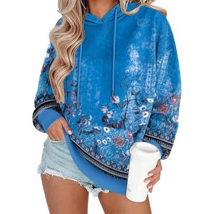 Zeagoo Womens Oversized Hoodies 2025 Fleece Sweatshirts Long Sleeve Pullover with Pocket Fall Winter Outfits Clothes(Retro Ethnic Pattern)