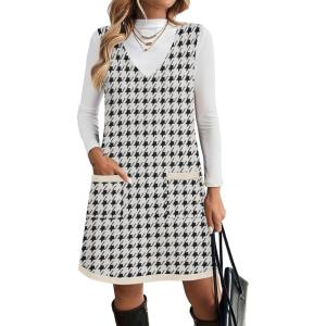 Zeagoo Women’s Sweater Vest Dresses for Women 2026 V Neck Sleeveless Knit Pullover Sweater with Pockets Fall Winter Outfits(Jh466)