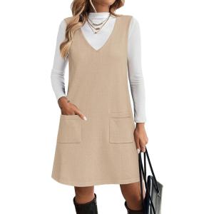 Zeagoo Women’s Sweater Vest Dresses for Women 2026 V Neck Sleeveless Knit Pullover Sweater with Pockets Fall Winter Outfits(Stb)