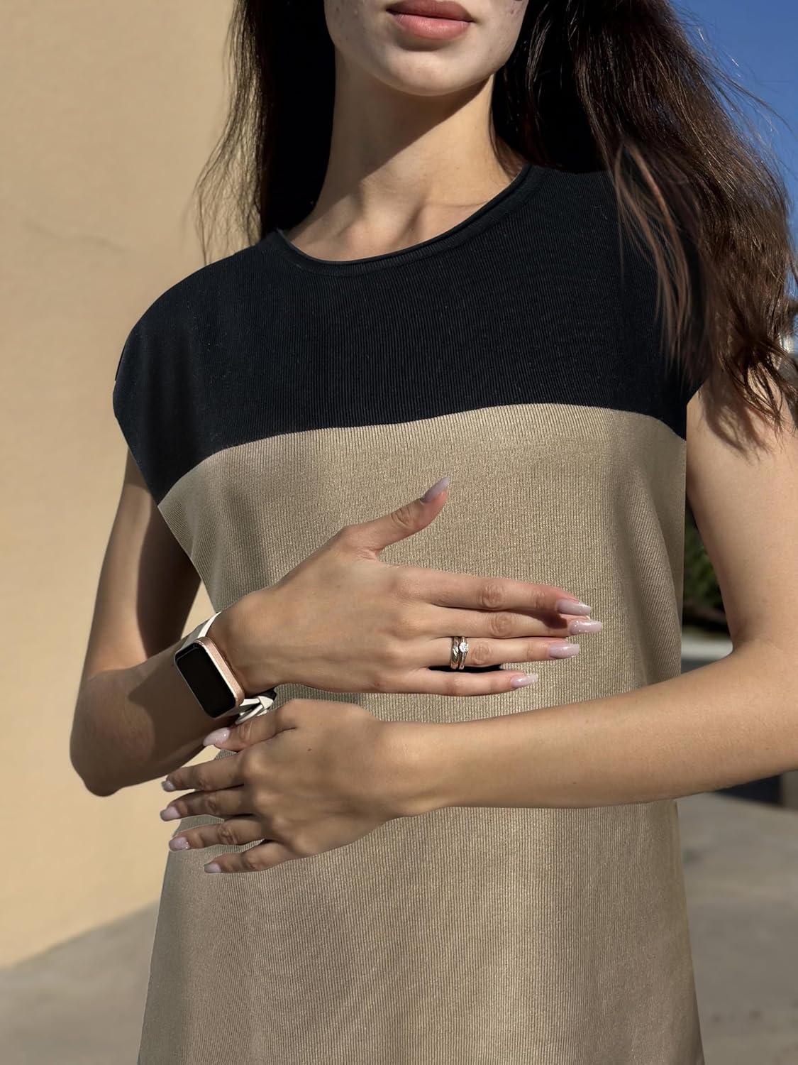 imageZeagoo Sweater Vest Women Crew Neck Loose Fit Knit Lightweight T Shirts Pullover Casual Summer OutfitsBlack Khaki Block