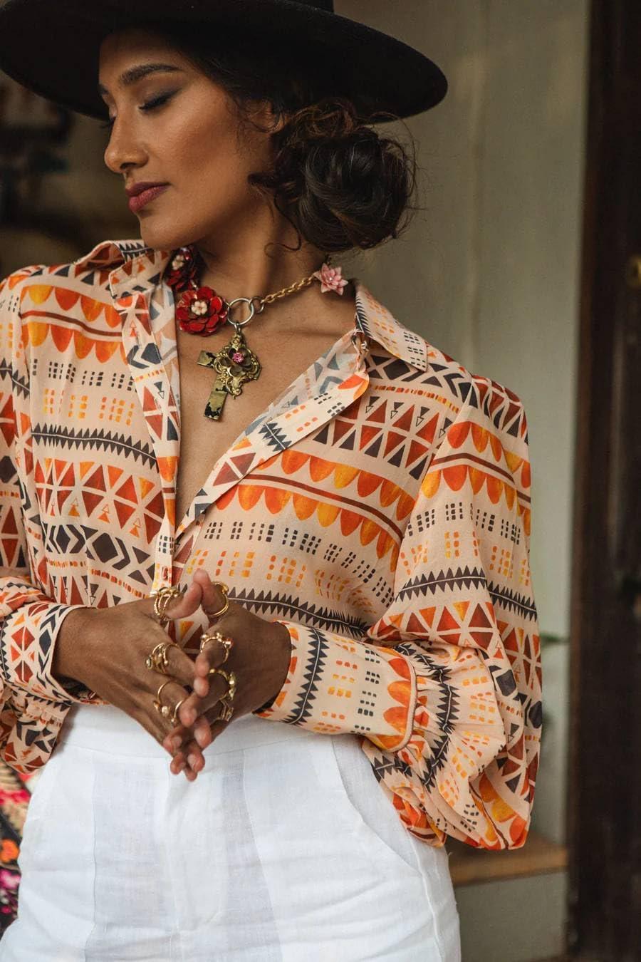 imageZeagoo Womens Button Down Shirts Lantern Long Sleeve Blouse Business Casual Work Tops Floral Printed OutfitsB Phoenix Sand