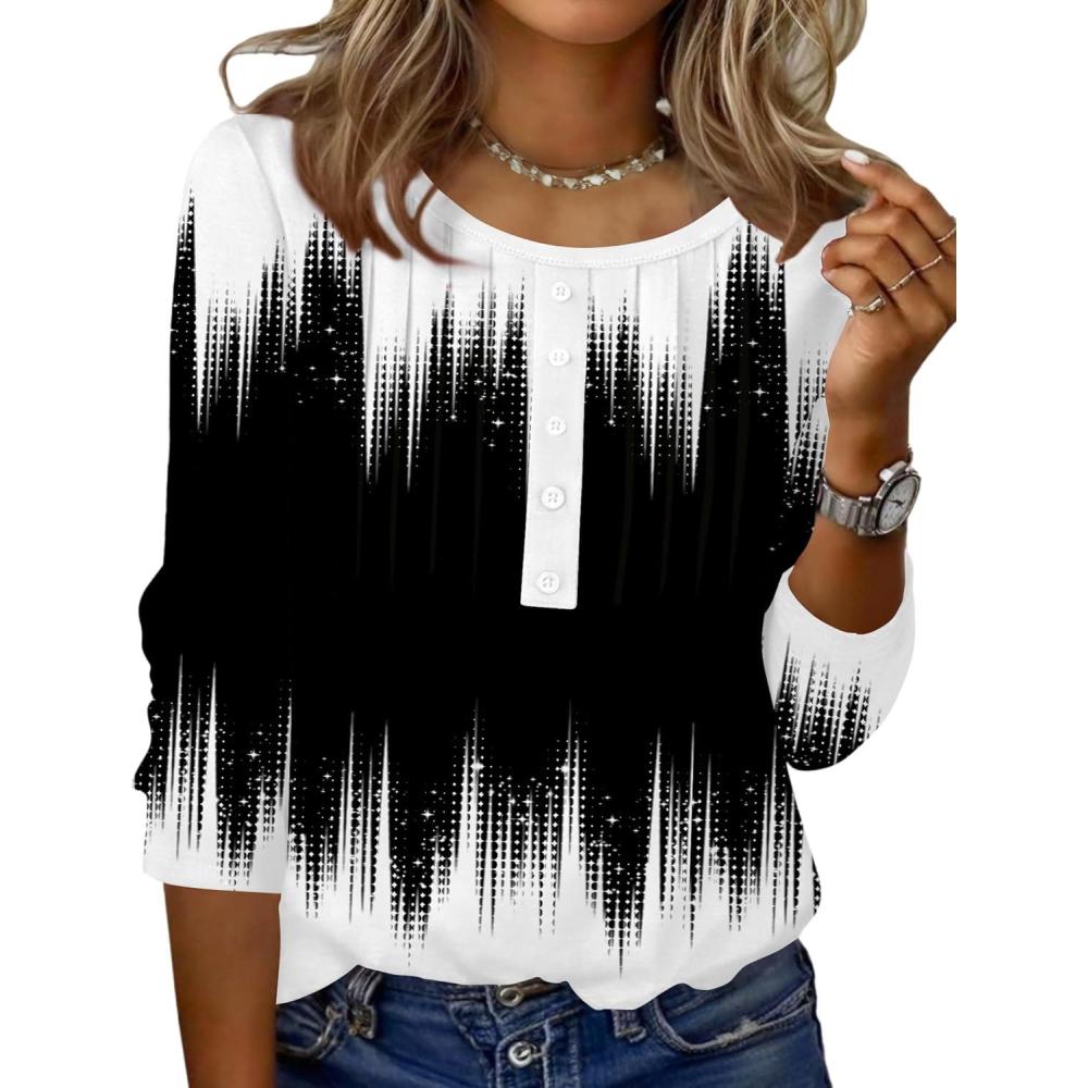 imageZeagoo 34 Length Sleeve Womens Tops Round Neck Casual Summer Tunic Tops Basic Tees Blouses Dressy TShirts Pleated ShirtsJb204