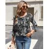 Zeagoo 3/4 Length Sleeve Womens Tops Round Neck Casual Summer Tunic Tops Basic Tees Blouses Dressy T-Shirts Pleated Shirts(Cx273)