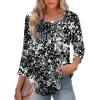 Zeagoo 3/4 Length Sleeve Womens Tops Round Neck Casual Summer Tunic Tops Basic Tees Blouses Dressy T-Shirts Pleated Shirts(Cx273)