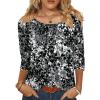 Zeagoo 3/4 Length Sleeve Womens Tops Round Neck Casual Summer Tunic Tops Basic Tees Blouses Dressy T-Shirts Pleated Shirts(Cx273)