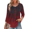 Zeagoo 3/4 Length Sleeve Womens Tops Round Neck Casual Summer Tunic Tops Basic Tees Blouses Dressy T-Shirts Pleated Shirts(Mz838)