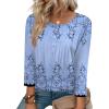 Zeagoo 3/4 Length Sleeve Womens Tops Round Neck Casual Summer Tunic Tops Basic Tees Blouses Dressy T-Shirts Pleated Shirts(Sf166)