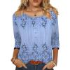 Zeagoo 3/4 Length Sleeve Womens Tops Round Neck Casual Summer Tunic Tops Basic Tees Blouses Dressy T-Shirts Pleated Shirts(Sf166)