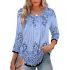 Zeagoo 3/4 Length Sleeve Womens Tops Round Neck Casual Summer Tunic Tops Basic Tees Blouses Dressy T-Shirts Pleated Shirts(Sf166)