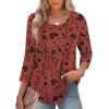 Zeagoo 3/4 Length Sleeve Womens Tops Round Neck Casual Summer Tunic Tops Basic Tees Blouses Dressy T-Shirts Pleated Shirts(Sf290)
