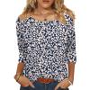 Zeagoo 3/4 Length Sleeve Womens Tops Round Neck Casual Summer Tunic Tops Basic Tees Blouses Dressy T-Shirts Pleated Shirts(Sp64)