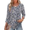Zeagoo 3/4 Length Sleeve Womens Tops Round Neck Casual Summer Tunic Tops Basic Tees Blouses Dressy T-Shirts Pleated Shirts(Sp64)