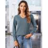 Zeagoo Long Sleeve Shirts for Women V Neck Casual Sweaters Basic Knit 2025 Fall Fashion Pullover Tops(Blue)