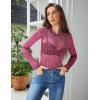 Zeagoo Mesh Top Women Long Sleeve Shirts See Through Party Layering Mock Neck 2024 Fall Sheer Undershirt(Rose Shiny Stars)