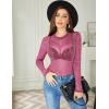 Zeagoo Mesh Top Women Long Sleeve Shirts See Through Party Layering Mock Neck 2024 Fall Sheer Undershirt(Rose Shiny Stars)
