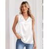 Zeagoo Satin Blouse for Women Summer Tank Tops Dressy Casual Silk Camisoles Sleeveless Shirts(White)