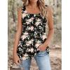 Zeagoo Sleeveless Floral Tank Tops for Women Summer Square Neck Pleated Babydoll Flowy Soft Tunic Tank Top