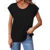 Zeagoo Sweater Vest Women Crew Neck Loose Fit Knit Lightweight T Shirts Pullover Casual Summer Outfits(Black)