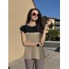 Zeagoo Sweater Vest Women Crew Neck Loose Fit Knit Lightweight T Shirts Pullover Casual Summer Outfits(Black Khaki Block)