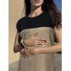 Zeagoo Sweater Vest Women Crew Neck Loose Fit Knit Lightweight T Shirts Pullover Casual Summer Outfits(Black Khaki Block)