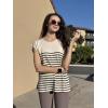 Zeagoo Sweater Vest Women Crew Neck Loose Fit Knit Lightweight T Shirts Pullover Casual Summer Outfits(Black Stripe Khaki)