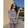 Zeagoo Sweater Vest Women Crew Neck Loose Fit Knit Lightweight T Shirts Pullover Casual Summer Outfits(Black Stripe Red)