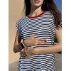 Zeagoo Sweater Vest Women Crew Neck Loose Fit Knit Lightweight T Shirts Pullover Casual Summer Outfits(Black Stripe Red)