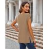 Zeagoo Sweater Vest Women Crew Neck Loose Fit Knit Lightweight T Shirts Pullover Casual Summer Outfits(Light Khaki)