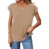 Zeagoo Sweater Vest Women Crew Neck Loose Fit Knit Lightweight T Shirts Pullover Casual Summer Outfits(Light Khaki)