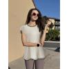Zeagoo Sweater Vest Women Crew Neck Loose Fit Knit Lightweight T Shirts Pullover Casual Summer Outfits(Line White)