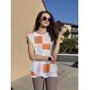 Zeagoo Sweater Vest Women Crew Neck Loose Fit Knit Lightweight T Shirts Pullover Casual Summer Outfits(Pink Plaid)