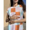 Zeagoo Sweater Vest Women Crew Neck Loose Fit Knit Lightweight T Shirts Pullover Casual Summer Outfits(Pink Plaid)