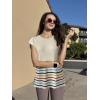 Zeagoo Sweater Vest Women Crew Neck Loose Fit Knit Lightweight T Shirts Pullover Casual Summer Outfits(Stripes Colorful Cream)