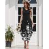 Zeagoo Women Floral Summer Casual Beach Printed Tank Dress with Pockets Pleated Front Long Dress(2602 Black Floral)