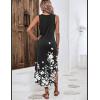 Zeagoo Women Floral Summer Casual Beach Printed Tank Dress with Pockets Pleated Front Long Dress(2602 Black Floral)