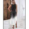 Zeagoo Women Floral Summer Casual Beach Printed Tank Dress with Pockets Pleated Front Long Dress(2602 Black&white)