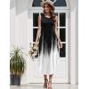 Zeagoo Women Floral Summer Casual Beach Printed Tank Dress with Pockets Pleated Front Long Dress(2602 Black&white)