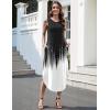 Zeagoo Women Floral Summer Casual Beach Printed Tank Dress with Pockets Pleated Front Long Dress(2602 Black&white)