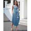 Zeagoo Women Floral Summer Casual Beach Printed Tank Dress with Pockets Pleated Front Long Dress(2602 Blue Floral)