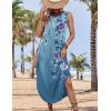 Zeagoo Women Floral Summer Casual Beach Printed Tank Dress with Pockets Pleated Front Long Dress(2602 Blue Floral)