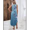 Zeagoo Women Floral Summer Casual Beach Printed Tank Dress with Pockets Pleated Front Long Dress(2602 Blue Floral)