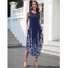 Zeagoo Women Floral Summer Casual Beach Printed Tank Dress with Pockets Pleated Front Long Dress(2602 Navy Printed)
