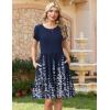 Zeagoo Women Summer Dress 2026 Short Sleeve Aline Mini Dresses with Pockets Casual Swing Tshirt Dress Vocation Beach Sundress(01-navy Floral)
