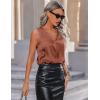 Zeagoo Womens 2025 Silk Satin Tank Tops V Neck Casual Cami Sleeveless Camisole Blouses Summer Basic Tank Shirt(A Terracotta)