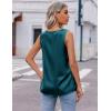 Zeagoo Womens 2025 Silk Satin Tank Tops V Neck Casual Cami Sleeveless Camisole Blouses Summer Basic Tank Shirt(Blue Green)
