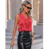 Zeagoo Womens 2025 Silk Satin Tank Tops V Neck Casual Cami Sleeveless Camisole Blouses Summer Basic Tank Shirt(Bright Red)