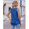 Zeagoo Womens 2025 Silk Satin Tank Tops V Neck Casual Cami Sleeveless Camisole Blouses Summer Basic Tank Shirt(Dark Blue)