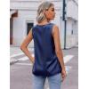 Zeagoo Womens 2025 Silk Satin Tank Tops V Neck Casual Cami Sleeveless Camisole Blouses Summer Basic Tank Shirt(Navy Blue)